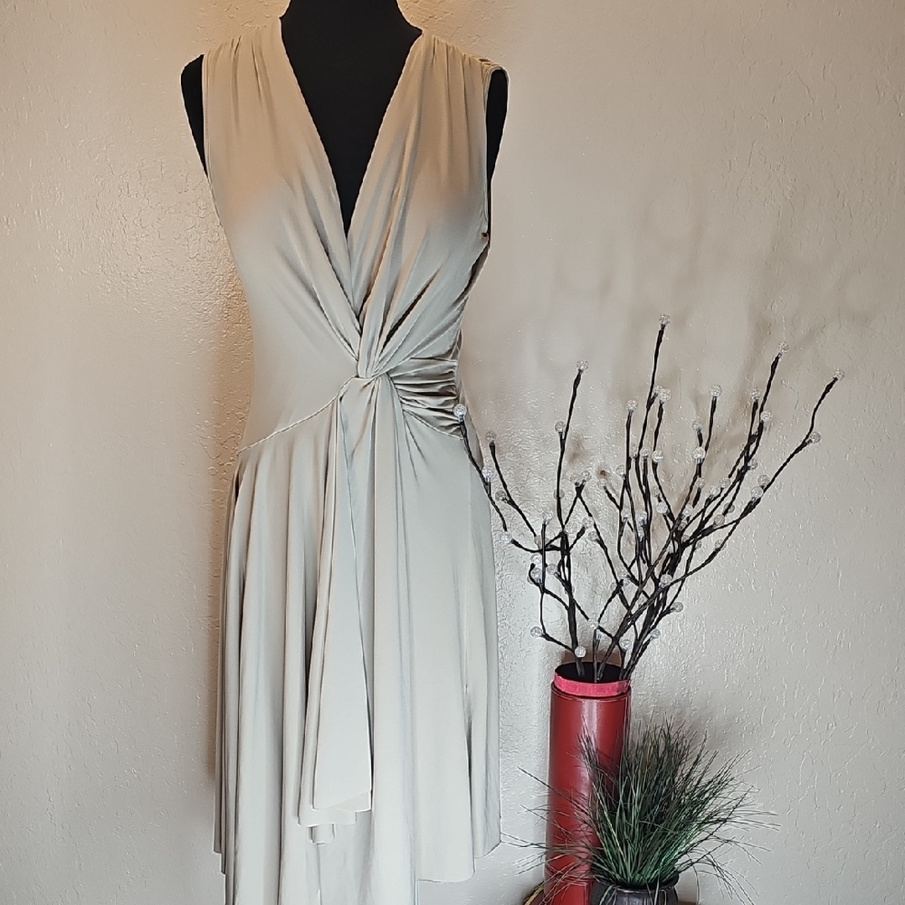 Shape FX Cream Asymmetrical Sheath Dress